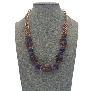 2028 Womens Necklace Purple and Copper 19" Chain with Resin Faceted Beads